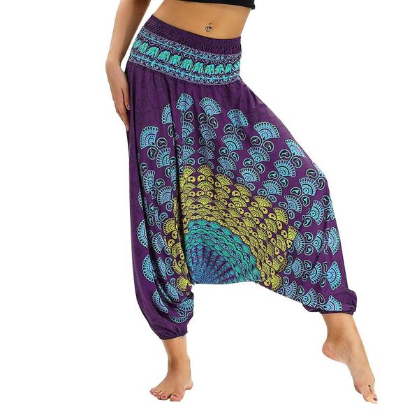 

baggy harem yoga pants women fashion causal print hippie joggers cross-pants loose aladdin lantern wide leg trousers plus size, White;red