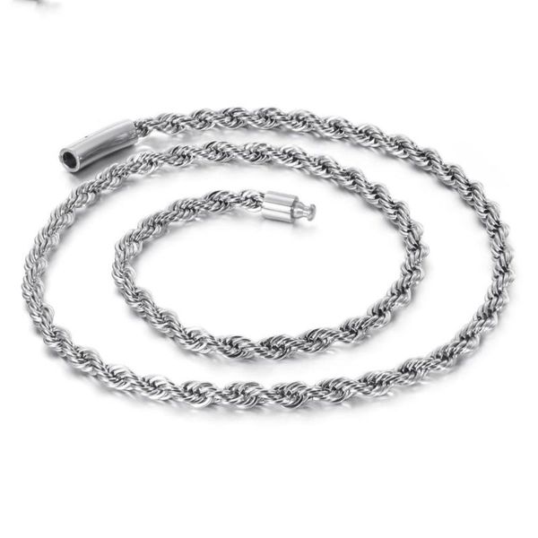 

5/6mm steel twisted singapore rope chain necklace men, Silver