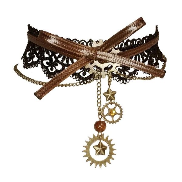 

steampunk передач подвеска черный choker ожерелье женщин шнурка, Silver