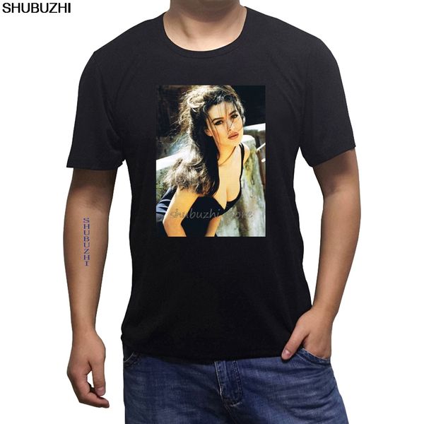 

t-shirt maglia monica bellucci attrice model moda italia mito 3 cotton short sleeve o-neck tee shirts sbz1004