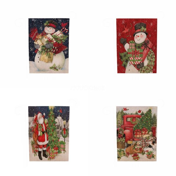

christmas winter snowflake car double sided printing garden flag santa claus home decor flags festival household hanging flag#973