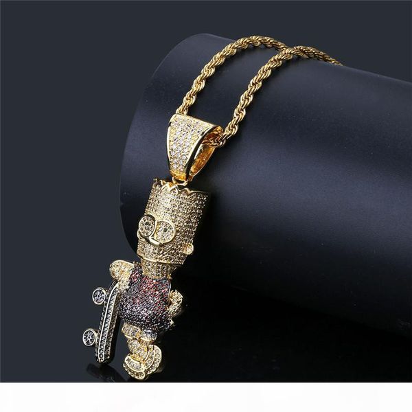 

hiphop cartoon character pendant necklaces for men 2018 fashion hiphop jewelry gold plated cubic zirconia hip hop accessories, Silver