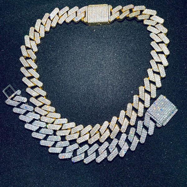 

20mm 18 20 24inch gold silver colors wide cuban chain necklace jewelry bling cz srone chain necklace for men