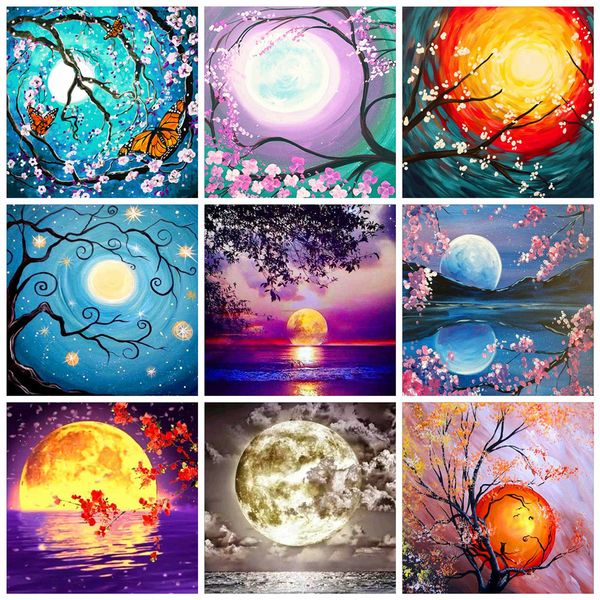 

huacan 5d diy diamond painting moon craft kit full square diamond embroidery art landscape decorations home