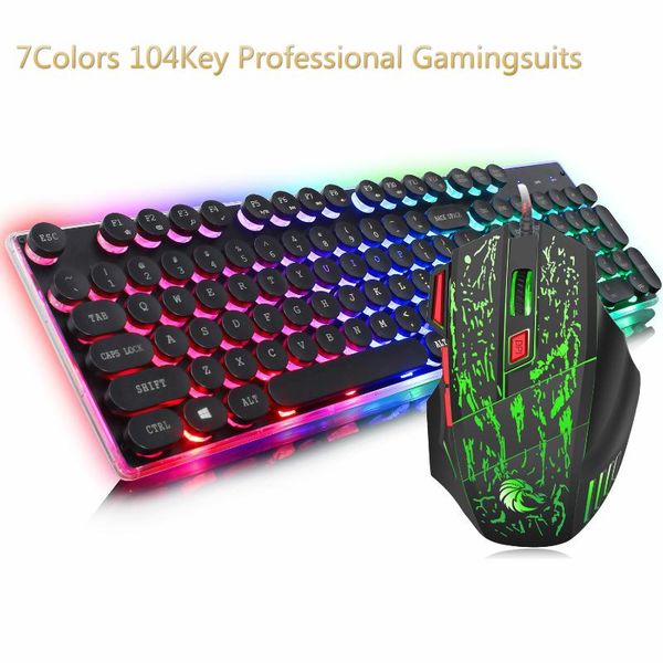 

7colors gaming keyboard mouse suit wired keyboard with backlight russia gamer kit 5500dpi gaming accessories for pc laptop