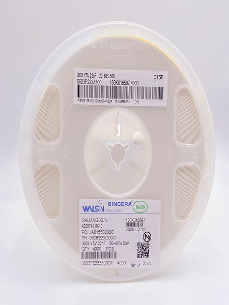 

local multilayer ceramic capacitor smd rc airplanes fixed capacitor y5v promise 22nf range -20+80% operating temperature 50v volta 223z 0603