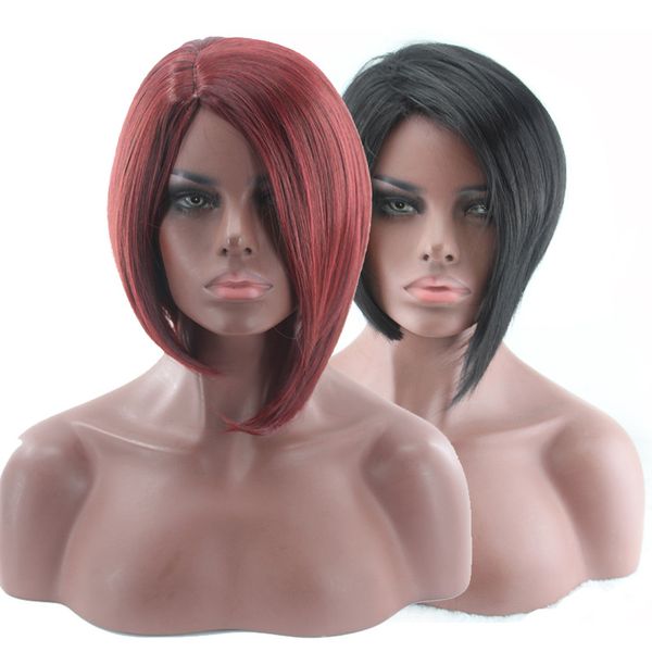 

european and american headgear wig wholesale irregular short hair female black short curly hair chemical fiber spot wig