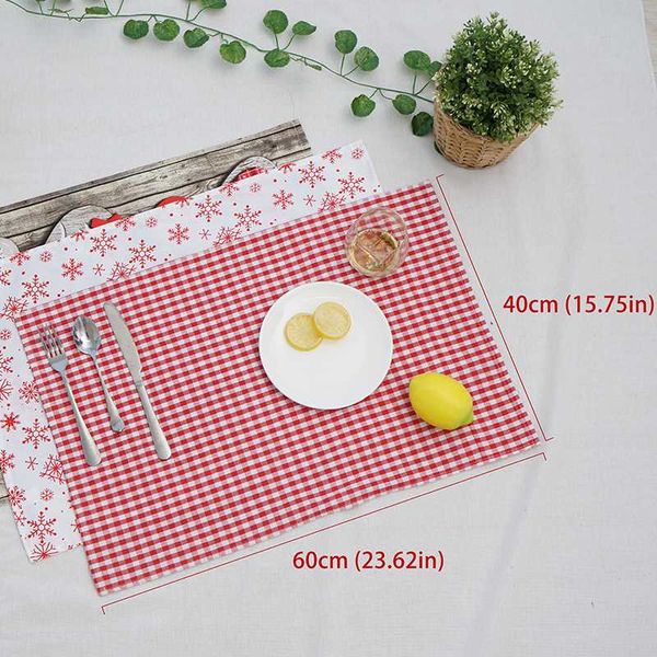 

christmas polyester cotton placemat pastoral table mats dinner tableware kitchen decoration accessories 40*60 cm/piece jp05