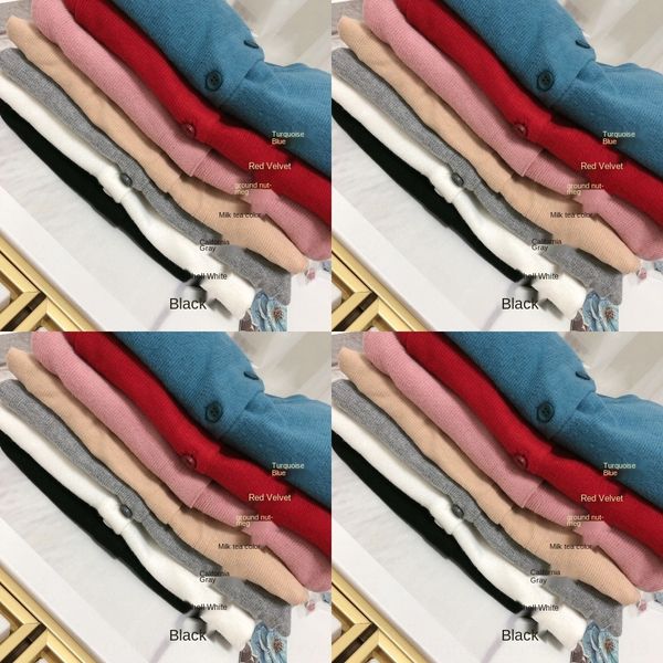 

mushroom mushroom coffee shirt suggested multi-color milk storage coffee velvet slim round neck all-match knitted cardigan base shirt for wo, Black