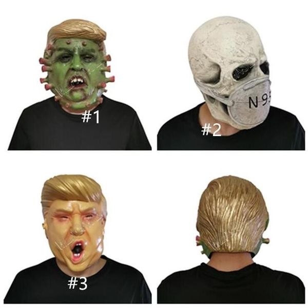 

us president mr.donald trump latex mask designers full face masks costume party halloween overhead mask skull scary character mask d81706, Black;red