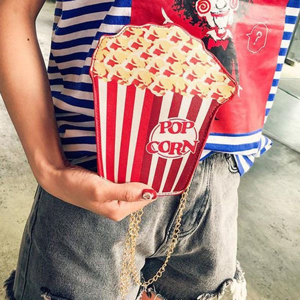 

women gift chain crossbody shoulder bag shopping popcorn pu leather cartoon mini cute french fries messenger zipper accessories