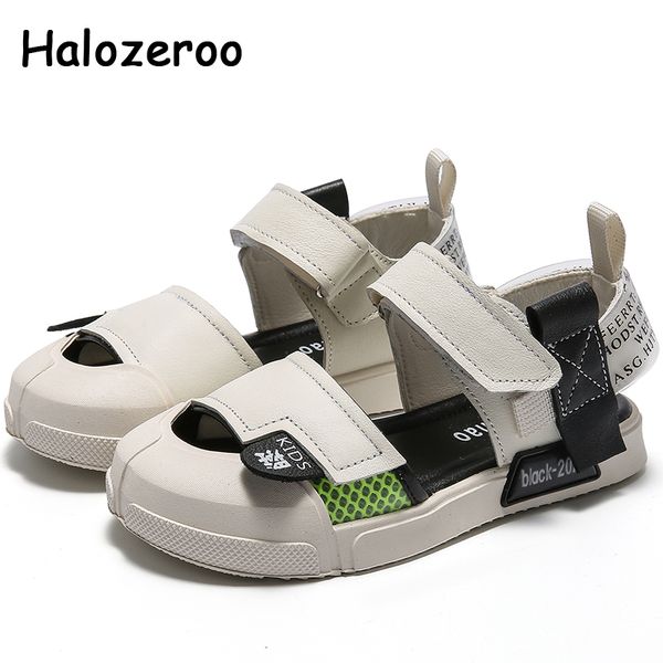 

summer kids beach sandals children genuine leather sport sandals baby girls brand closed toe shoes boys black casual new, Black;red