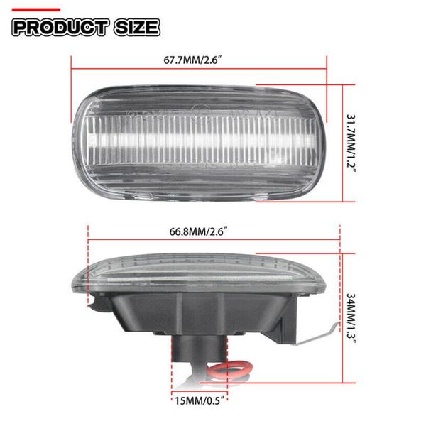 

smoke side marker lights transparent waterproof 2pcs dynamic sequential