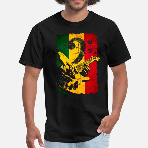 

bass guitar reggae flag bass clef for bassist t shirt men custom tee shirt round collar pattern anti-wrinkle authentic spring outfit shirt