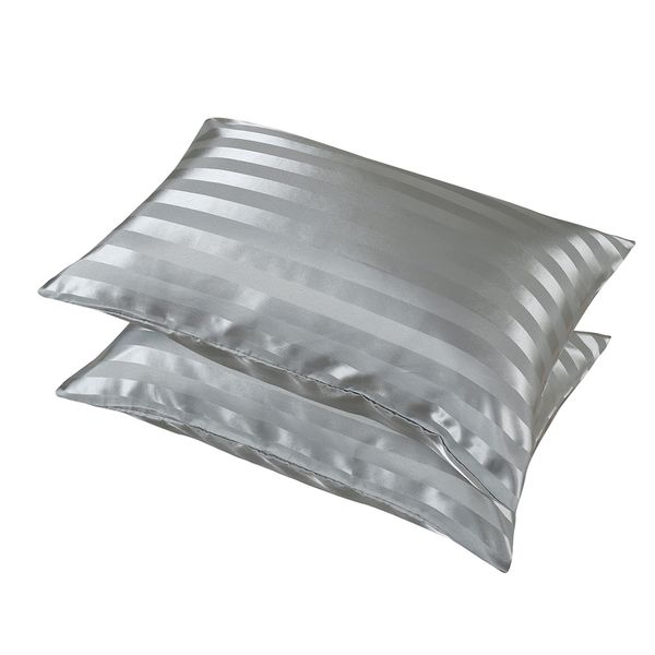 

1pair bedroom beddings sleeping breathable summer stripe satin pillowcase soft