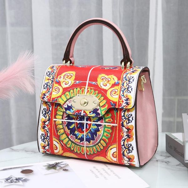 

2020 new national style printed women's bag portable messenger bag fashion ladies handbag