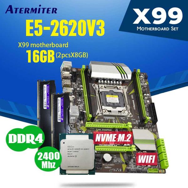 

atermiter x99 pc4 ddr4 d4 motherboard combos with xeon e5 2620 v3 lga2011-3 cpu 2pcs gb =16gb 2400mhz deskddr4 memory
