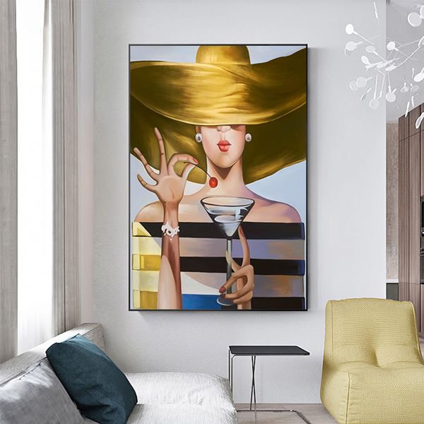 

abstract aristocratic lady wall art canvas painting modern cocktail girl tableaux picture for living room home decor no frame