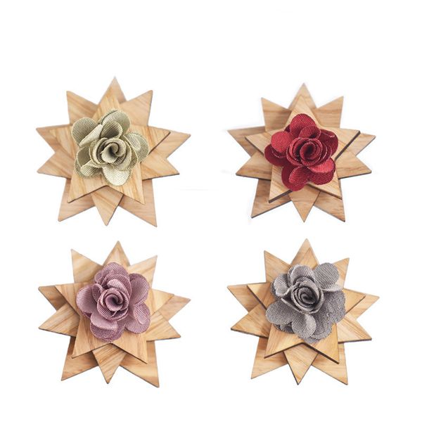 

rhinestone bow ties new wooden quality brooch retro button lead flower dinner wedding party brooch accessories men neckties, Blue;purple