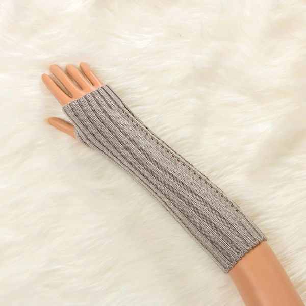 

women fingerless knit wool gloves winter wrist arm protect wool mittens autumn long twist knitted gloves, Blue;gray