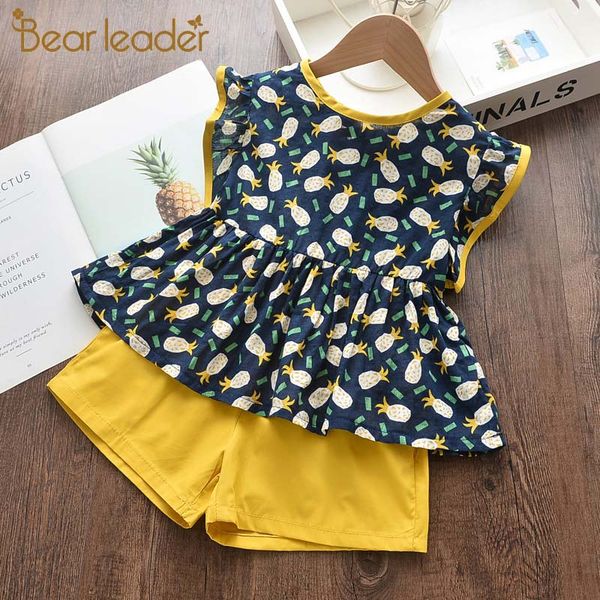 

bear leader children's sets 2020 new summer girls fruits print clothing pineapple t-shirt and pants cute kids girl outfits 2 6y, White