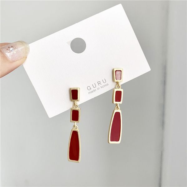 

long joker stud earrings cold wind restoring ancient ways personality earrings ear clip wine red fashion women push-back metal, Golden;silver