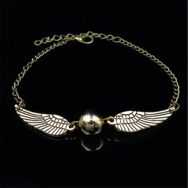 

квиддич карманного браслета ретро оптовых крыла тон snitch гарри поттера vintage golden браслеты шарма queen66 wzbio, Golden;silver