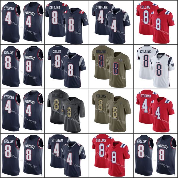 

new england patriots camo 8 jamie collins sr 4 jarrett stidham white nfl blue jersey, Black;red