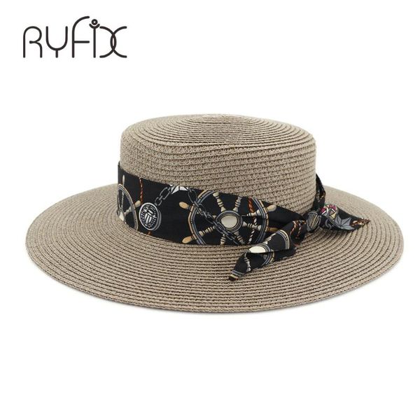 

2020 new holiday outdoor sunblock hat beach hat ribbon ha161, Blue;gray