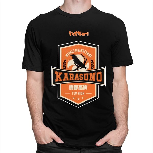 

классический team karasuno волейбольный клуб t-shirt men коротким рукавом хлопок аниме tshirt конструктор haikyuu tee top manga рубашка одеж