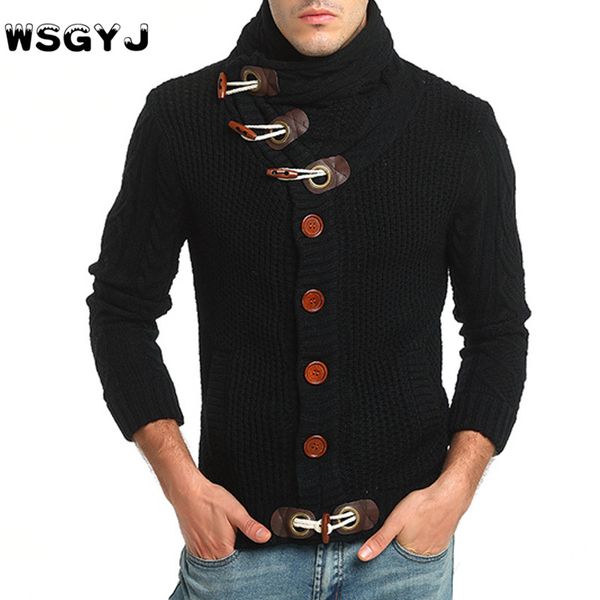 

men's sweaters wsgyj sweater pullover men 2021 male brand casual slim horns buckle thick hedging turtleneck, White;black