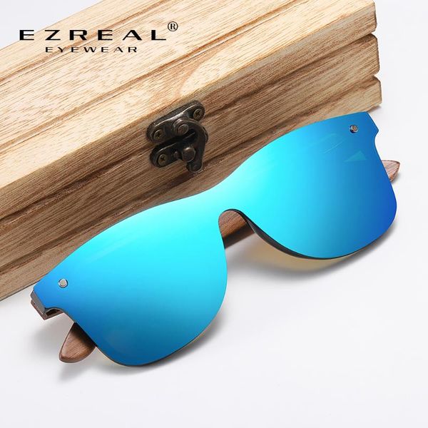 

ezreal handmade sunglasses men polarized walnut wooden eyewear women mirror vintage masculino uv400 polarized lens, White;black