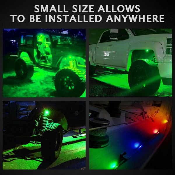 

low power 6-led diy style rock light green rear / side lamp offroad truck