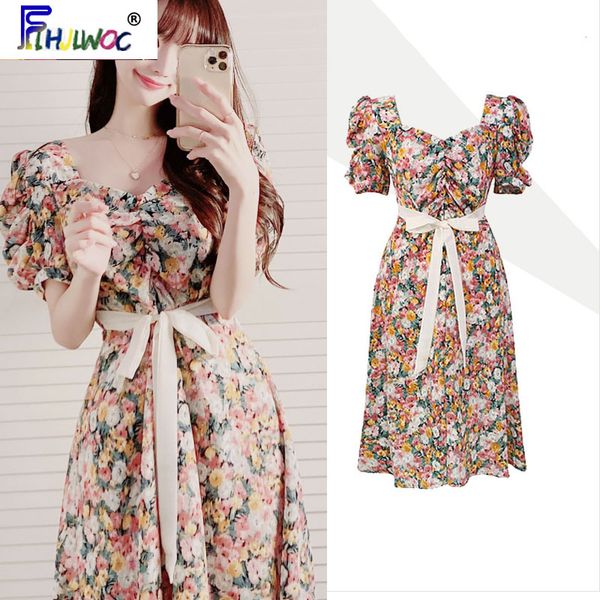 

cute birthdays party dress beautiful design women flhjlwoc ribbon bow tie floral printed korea draped retro vintage chic dress, Black;gray