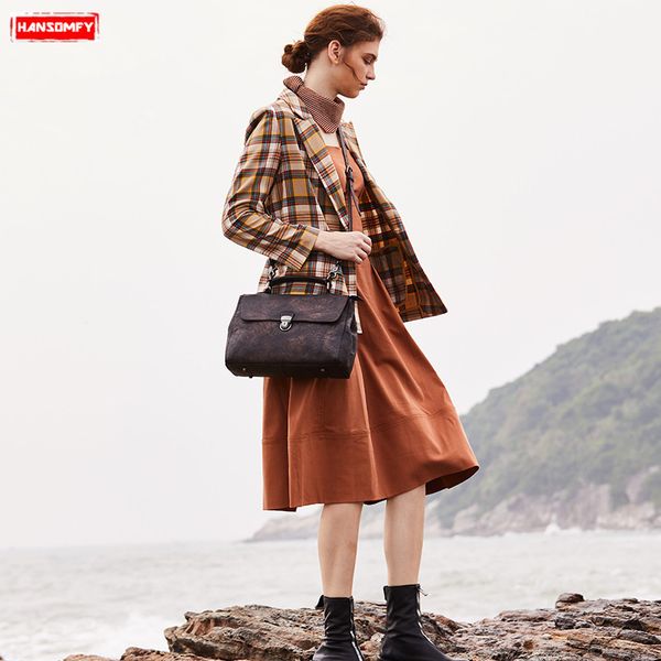 

vintage women bags genuine leather female shoulder bag large capacity handbag ladies crossbody messenger bags handmade original