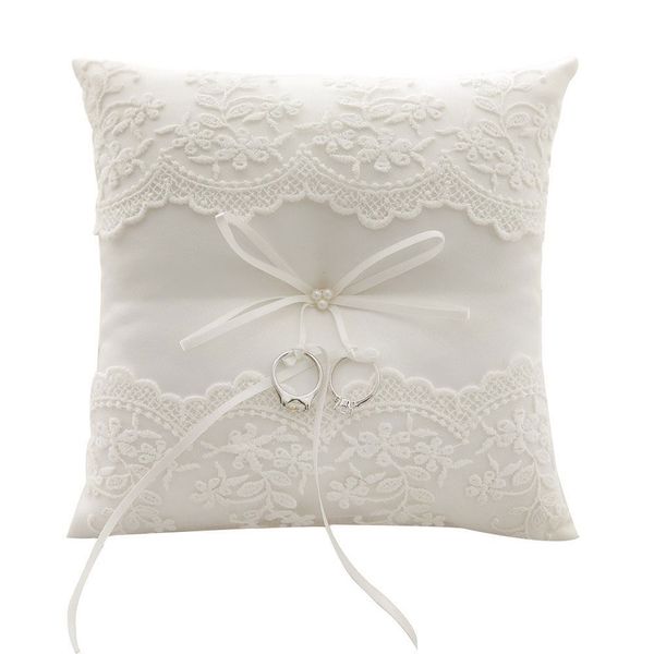 

ring pillow bow decor cushion embroidered flowers european wedding romantic