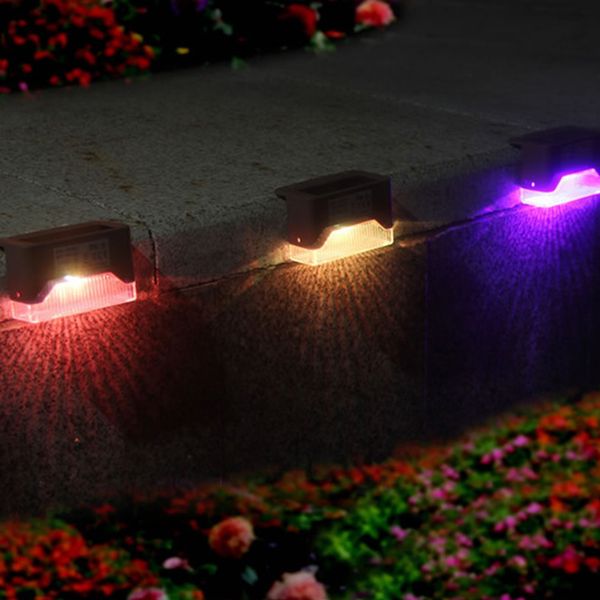 

4pcs outdoor solar deck lights led solar path stair pathway fence light waterproof garden yard fence wall landscape lamp