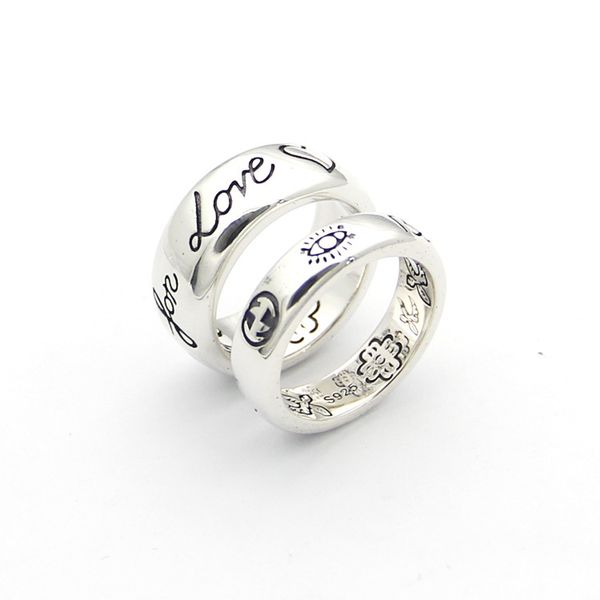 

titanium steel jewelry g-letter engraved blind for love couple ring love wide and narrow version men and women ring, Silver