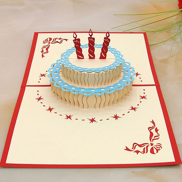 

3d candle cake diy craft cute color printing exquisite postcard birthday card