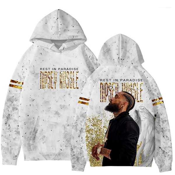 

teenager 3d designer pullover sweatshirts spring casual long sleeved hooded rest in paradise nipsey hussle hoodies for men women, Black