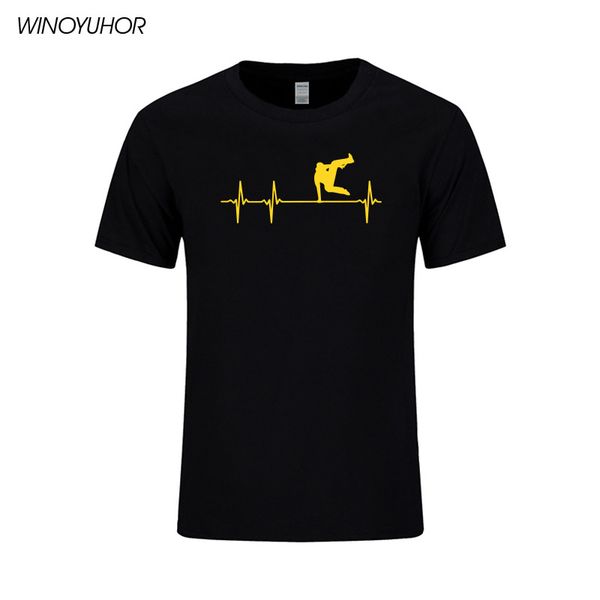 

summer fashion men shirt parkour heartbeat print t shirt mens short sleeve cotton t-shirt funny tee camisetas