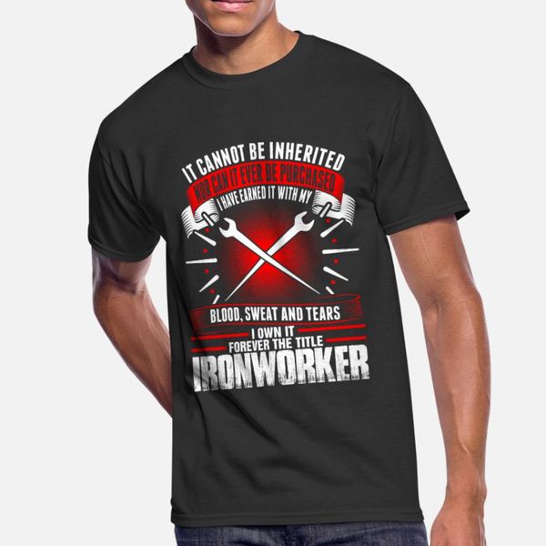 

forever the title ironworker t shirt men printed 100% cotton round collar outfit loose comical summer family shirt
