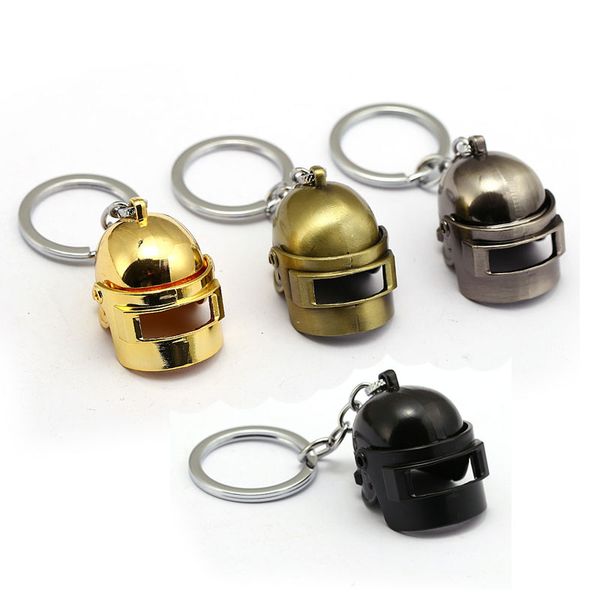 

game pubg level 3 helmet keychain small size metal can open key chain key holder portachiavi porte clef men friend gift jewelry, Silver