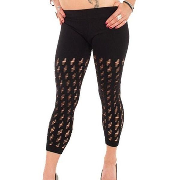 

women's yoga pants hollow out high waist casual summer holes pants stretch running gym exercise sports trousers new ladies, White;red