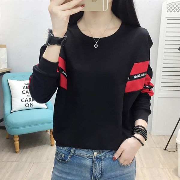 

letter women pullover sweatshirt long batwing sleeve casual sudadera mujer 2020 winter hoodies plus size woman clothes, Black