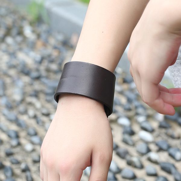 

new big leather bracelet for women men black brown simple bangle wide adjustable wristband jewelry male pulseras party gifts, Golden;silver