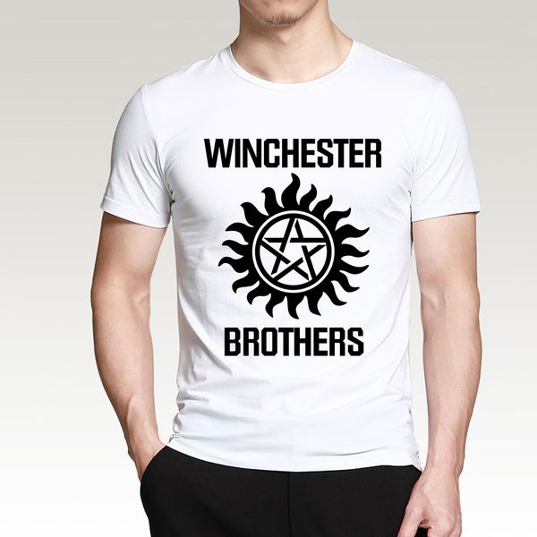 

new arrival winchester brother t shirts men 2019 summer men short sleeve shirt 100% cotton male t-shirts hip hop brand-clothing