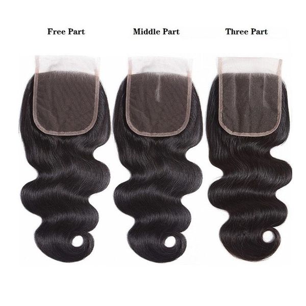

lace hair closure 44 150 density peruvian virgin remy human hair grade natural color unprocessed human hair hand tied swiss lace6401848, Black