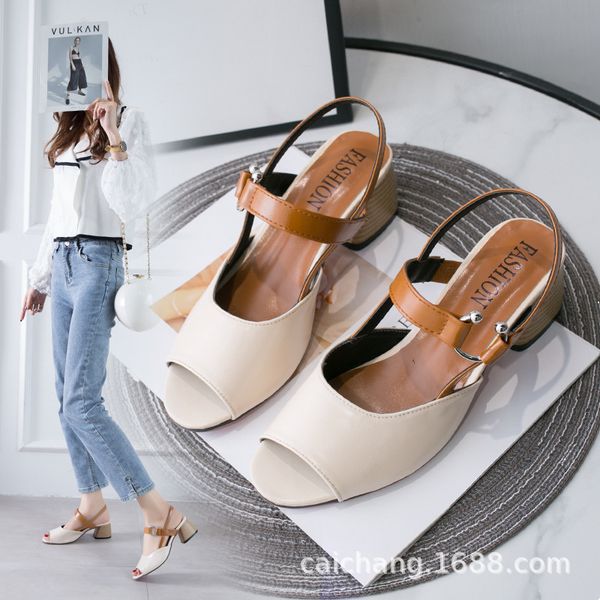 

fairies fashion 2020 new middle heel students thick heel versatile retro net red super fire women's shoes wholesale, Black