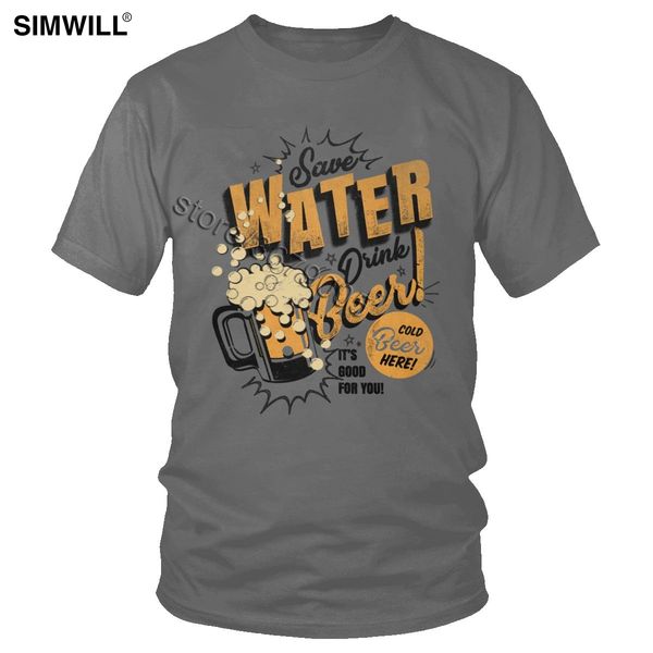 

male retro save water drink beer tee shirts luxury love alcohol funny quote t-shirts short sleeved pure cotton summer t shirts